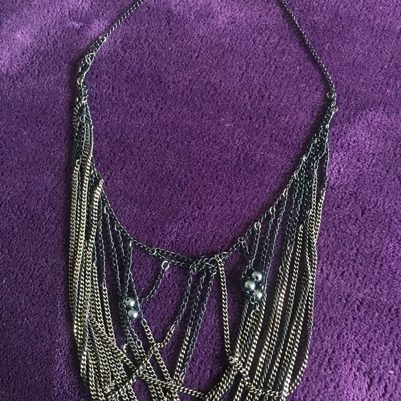 Jewelry - Layered Two-Tone Chain Fringe Necklace